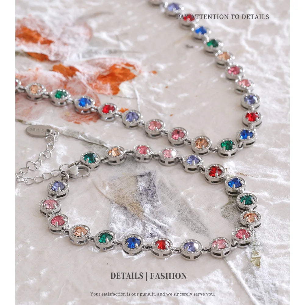 Colar ou bracelete em Aço inoxidável com Zircônia NINICE