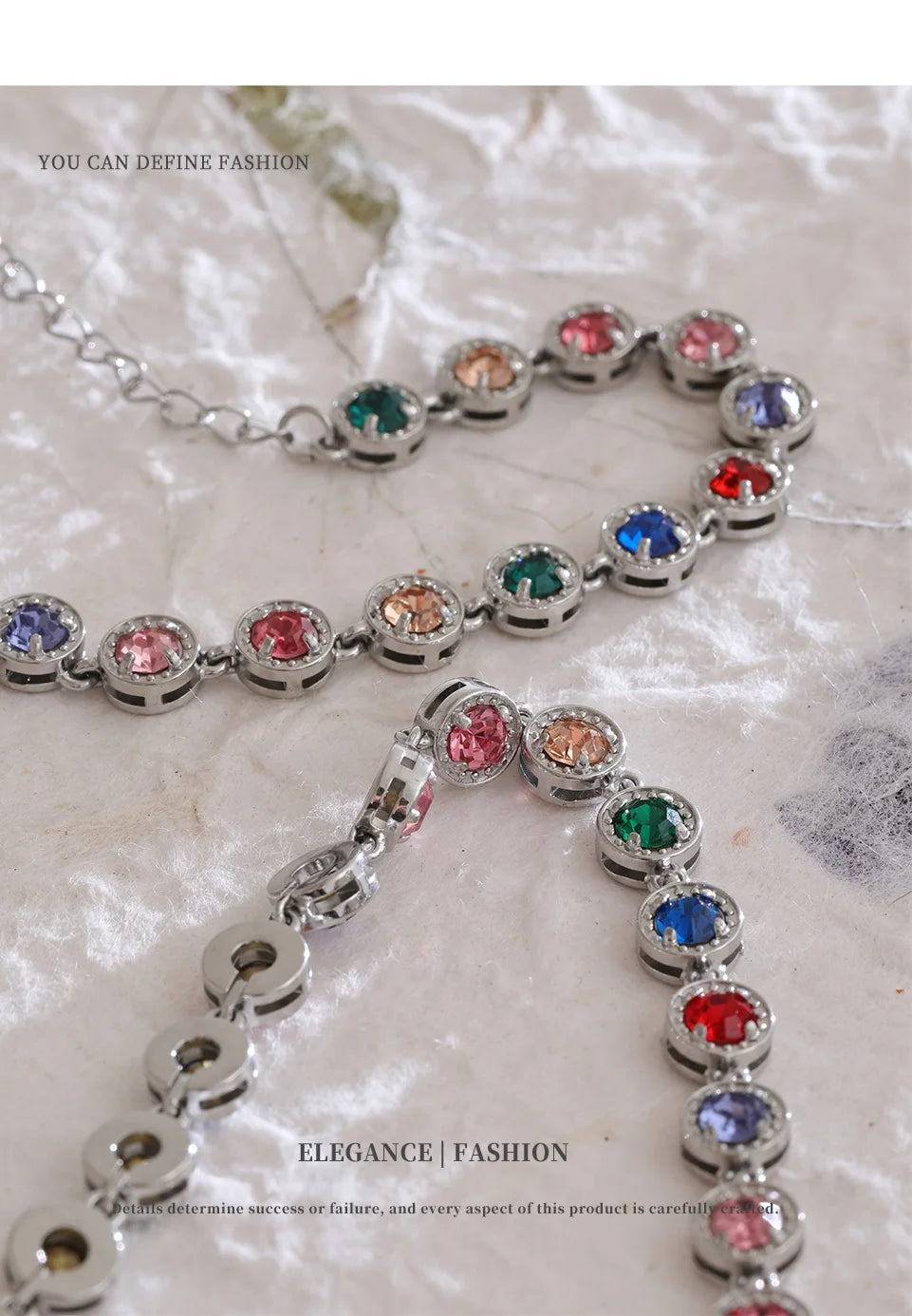 Colar ou bracelete em Aço inoxidável com Zircônia NINICE