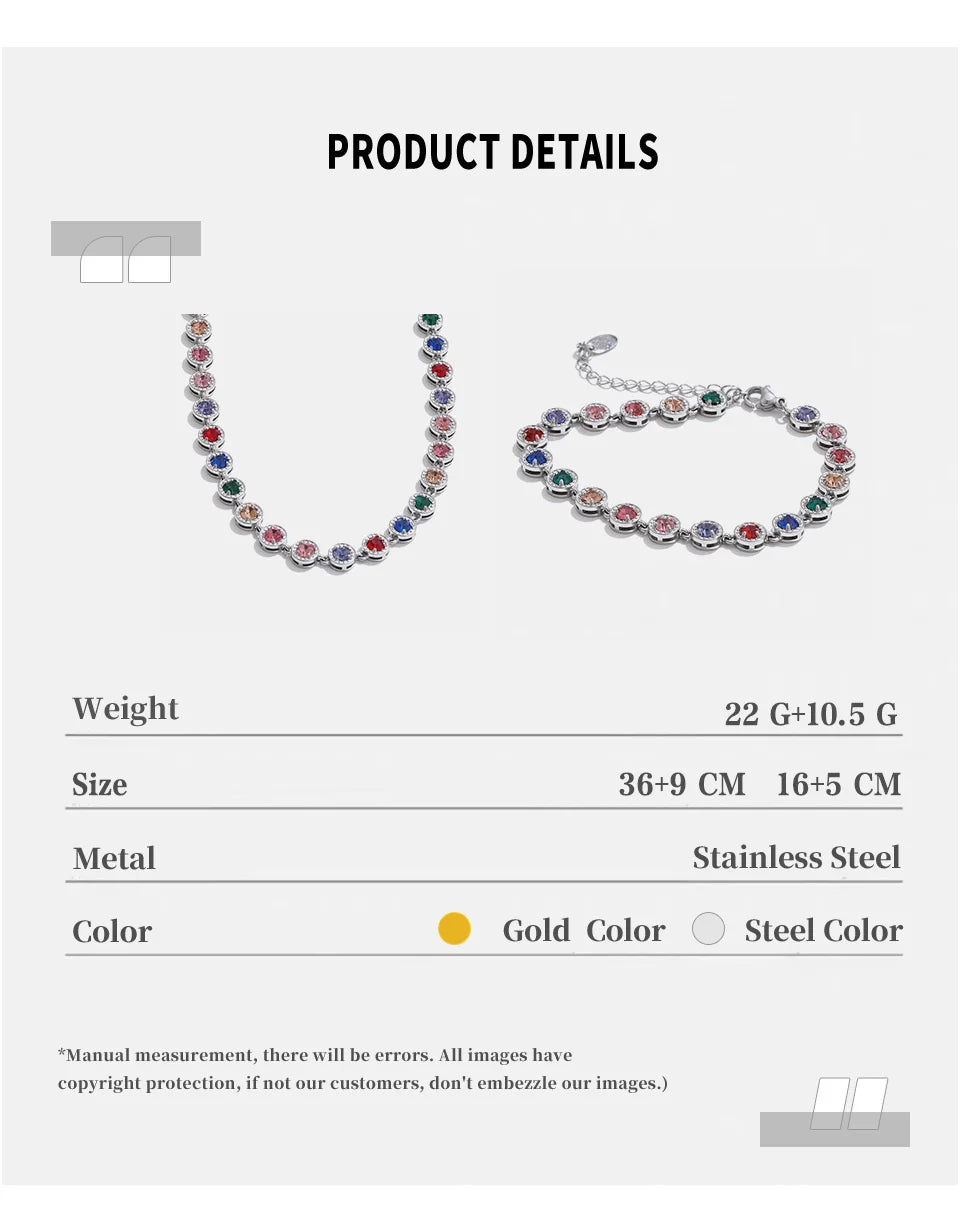 Colar ou bracelete em Aço inoxidável com Zircônia NINICE