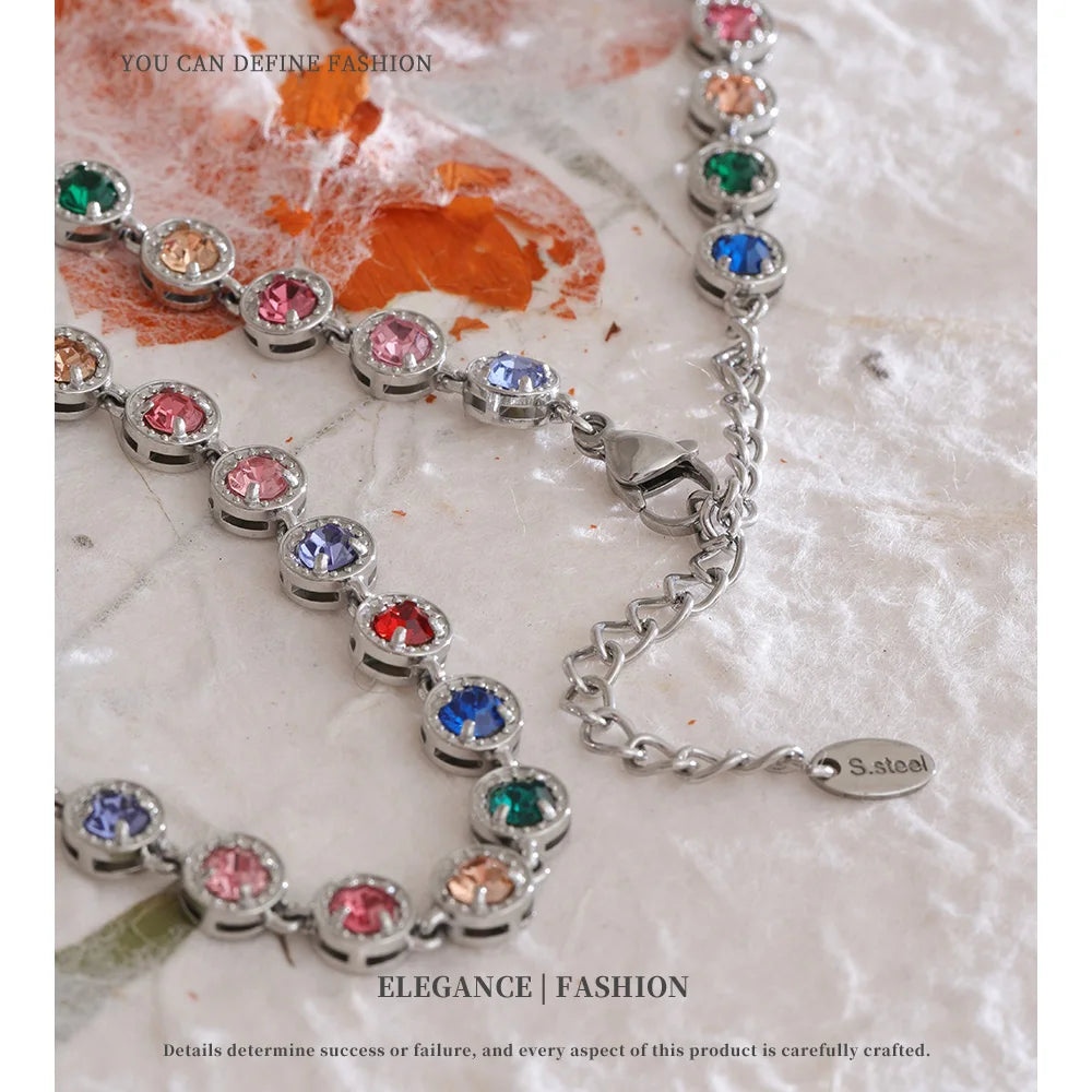 Colar ou bracelete em Aço inoxidável com Zircônia NINICE