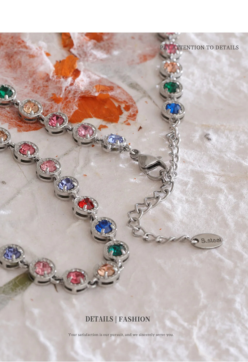 Colar ou bracelete em Aço inoxidável com Zircônia NINICE