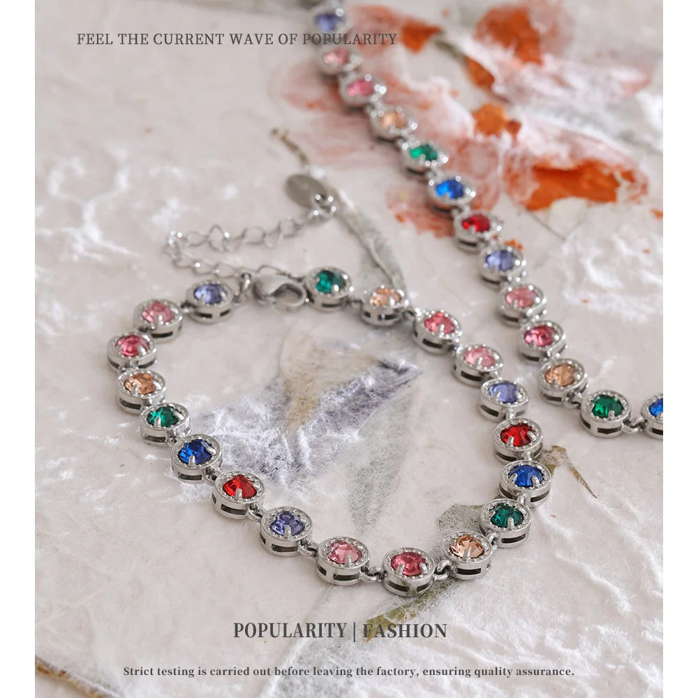 Colar ou bracelete em Aço inoxidável com Zircônia NINICE