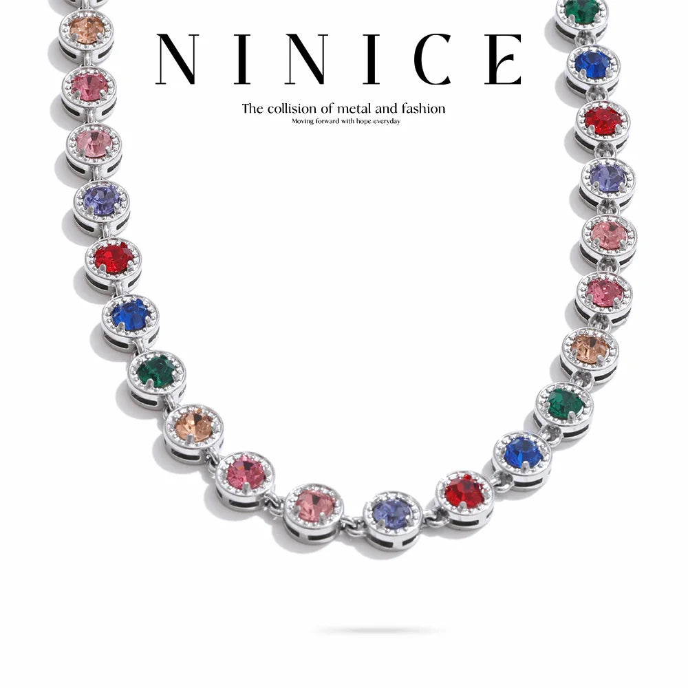 Colar ou bracelete em Aço inoxidável com Zircônia NINICE