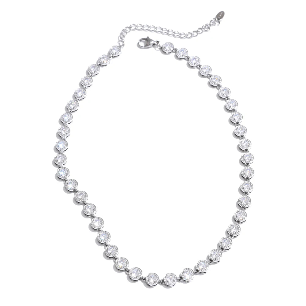 Colar ou bracelete em Aço inoxidável com Zircônia NINICE